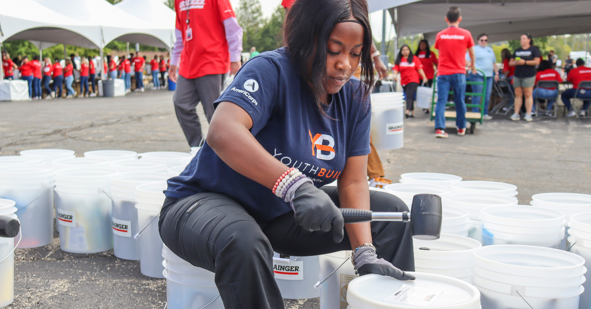 Bucket Build for YouthBuild and Grainger manufacturing partnership
